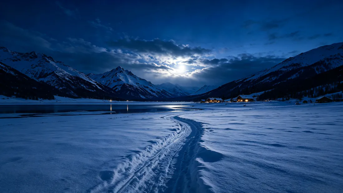 3k雪山月夜雪景壁纸|蓝调雪地车辙背景图片 - 山谷湖泊「哲风壁纸」 3k雪山月夜雪景壁纸|蓝调雪地车辙背景图片 - 山谷湖泊「哲风壁纸」