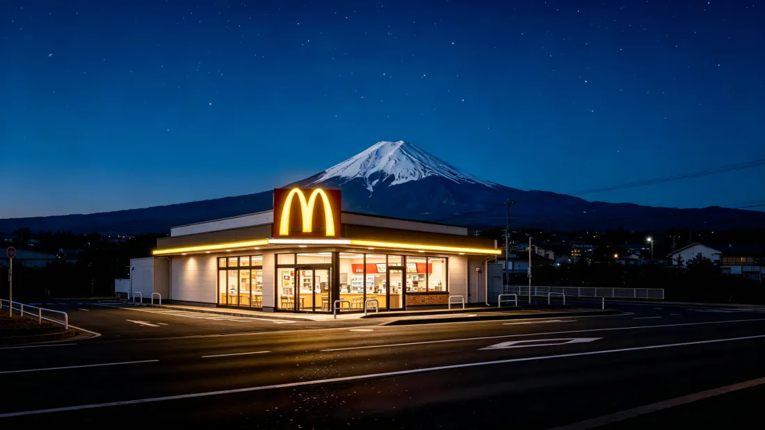 3k富士山麦当劳|夜景背景图片 - 蓝调时刻暖光门店「哲风壁纸」 3k富士山麦当劳|夜景背景图片 - 蓝调时刻暖光门店「哲风壁纸」