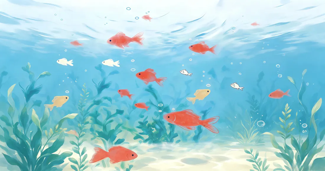 3k海底鱼群壁纸|背景图片 - 治愈水草插画「哲风壁纸」 3k海底鱼群壁纸|背景图片 - 治愈水草插画「哲风壁纸」