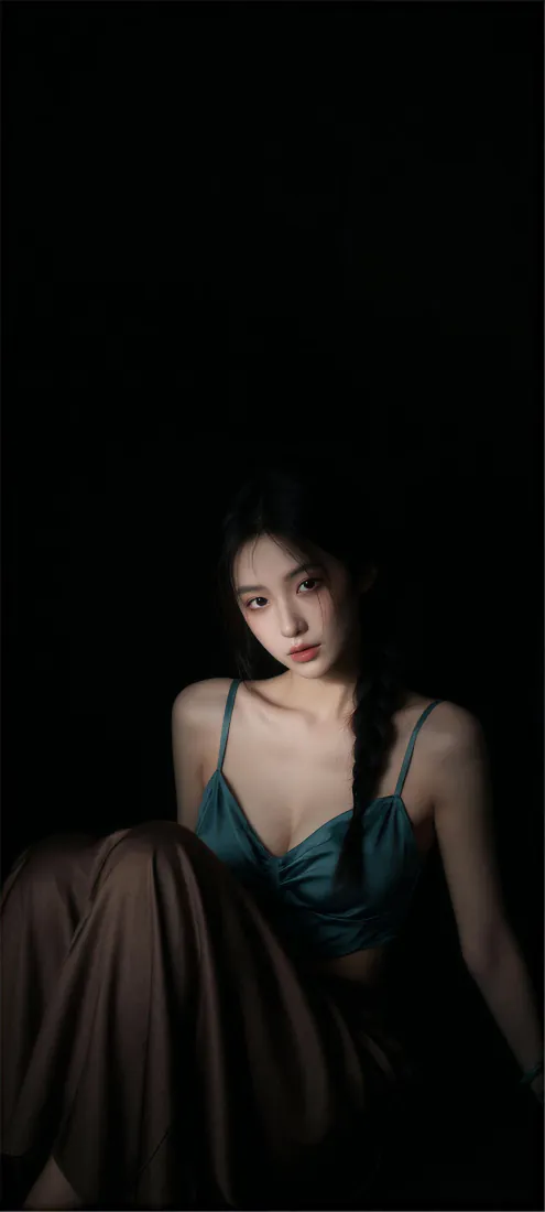 冷艳吊带美女手机壁纸｜暗调人像背景图片 - 氛围感写真「哲风壁纸」