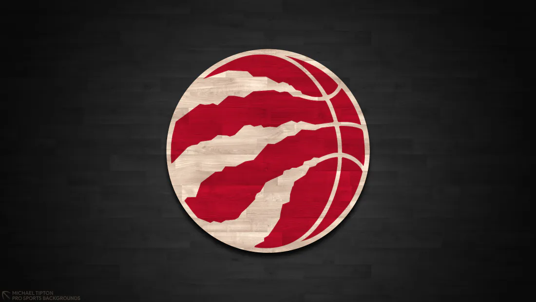 4k多伦多猛龙队logo壁纸｜NBA篮球爪痕队徽背景图片 - 红黑圆形标志「哲风壁纸」