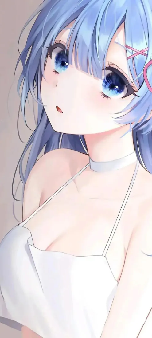 蓝发动漫少女手机壁纸|白色挂脖上衣背景图片 - 蓝瞳粉发饰「哲风壁纸」 蓝发动漫少女手机壁纸|白色挂脖上衣背景图片 - 蓝瞳粉发饰「哲风壁纸」
