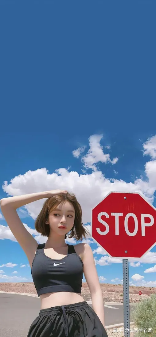 短发运动少女手机壁纸|蓝天背景图片 - 户外停车牌随拍「哲风壁纸」 短发运动少女手机壁纸|蓝天背景图片 - 户外停车牌随拍「哲风壁纸」