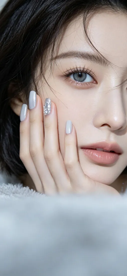 清冷感美女手机壁纸|蓝调特写背景图片 - 白美甲黑短发「哲风壁纸」 清冷感美女手机壁纸|蓝调特写背景图片 - 白美甲黑短发「哲风壁纸」