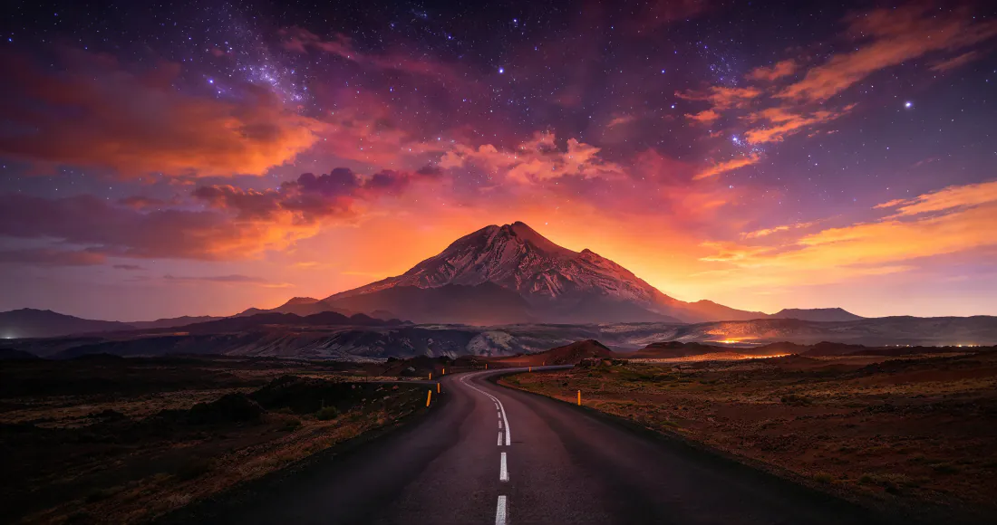 3k黄昏山景公路壁纸|紫粉晚霞背景图片 - 星空远山旷野道路「哲风壁纸」 3k黄昏山景公路壁纸|紫粉晚霞背景图片 - 星空远山旷野道路「哲风壁纸」