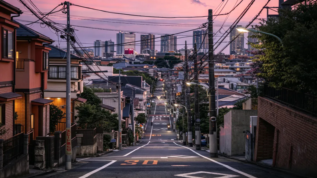 3k日本居民区街道|黄昏背景图片 - 粉紫天空城市远景「哲风壁纸」 3k日本居民区街道|黄昏背景图片 - 粉紫天空城市远景「哲风壁纸」