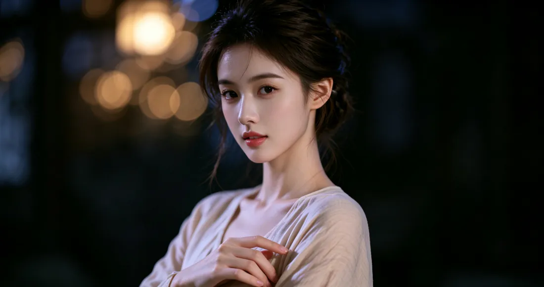 3k夜景温婉女生壁纸|背景图片 - 盘发浅衣氛围感人像「哲风壁纸」 3k夜景温婉女生壁纸|背景图片 - 盘发浅衣氛围感人像「哲风壁纸」