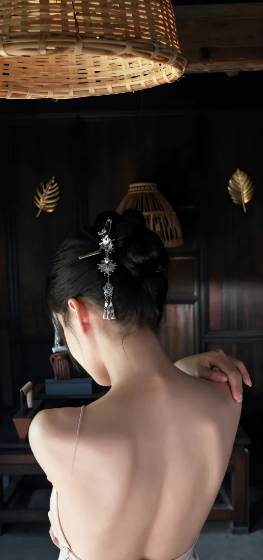 露背美女手机壁纸|古风发饰背景图片 - 暗调室内人像「哲风壁纸」 露背美女手机壁纸|古风发饰背景图片 - 暗调室内人像「哲风壁纸」