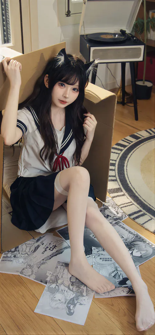 猫耳JK少女手机壁纸|白丝水手服背景图片 - 居家猫娘cos写真「哲风壁纸」 猫耳JK少女手机壁纸|白丝水手服背景图片 - 居家猫娘cos写真「哲风壁纸」