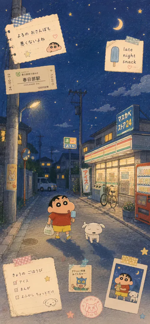 蜡笔小新手机壁纸|夜晚街道背景图片 - 小新小白便利店星空「哲风壁纸」 蜡笔小新手机壁纸|夜晚街道背景图片 - 小新小白便利店星空「哲风壁纸」