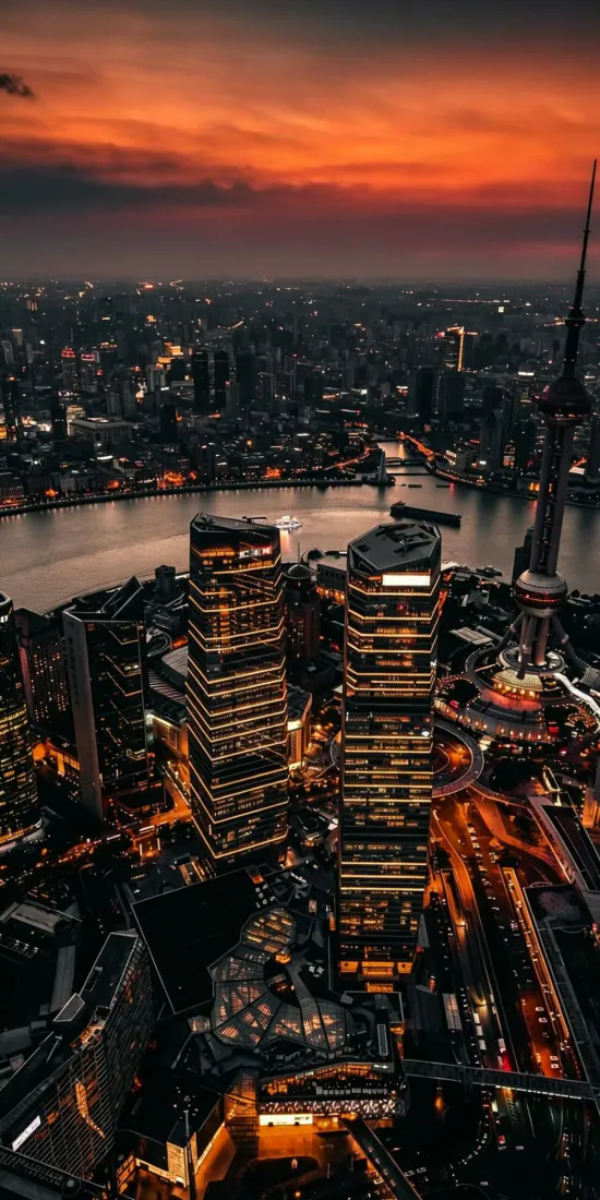 上海陆家嘴|城市黄昏背景图片 - 东方明珠黄浦江晚霞航拍「哲风壁纸」 上海陆家嘴|城市黄昏背景图片 - 东方明珠黄浦江晚霞航拍「哲风壁纸」