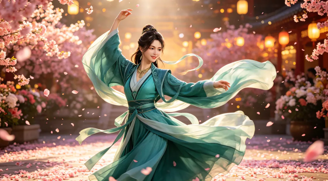 3k慕沛灵壁纸｜凡人修仙传背景图片 - 青衫舞剑桃花灯影「哲风壁纸」