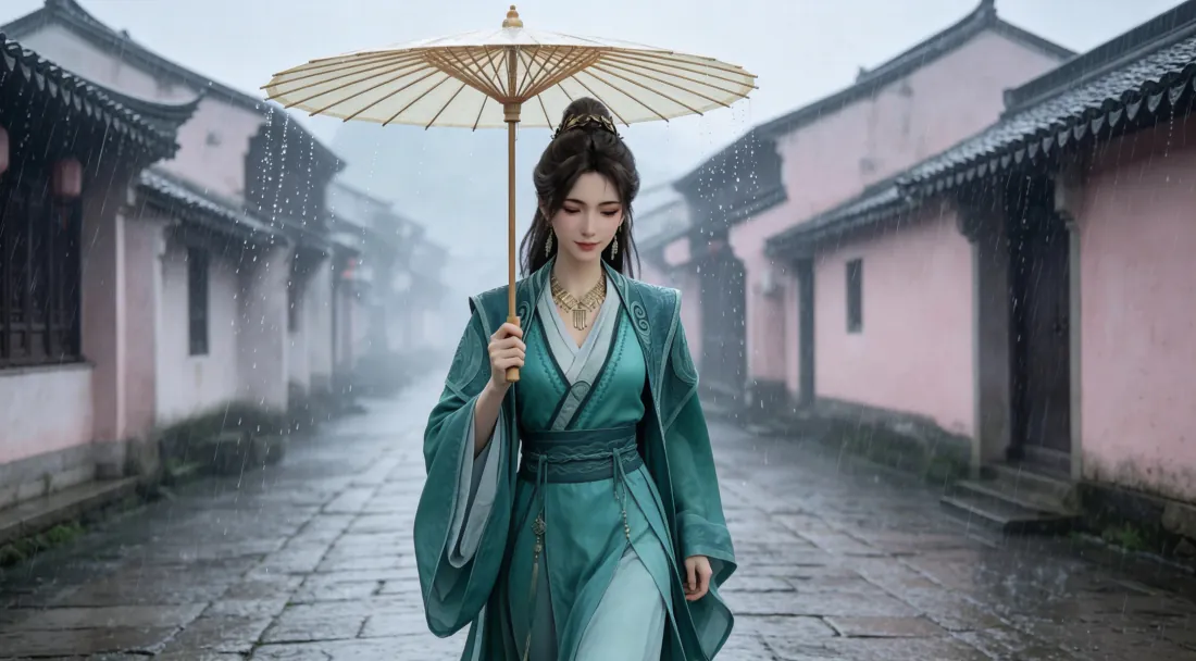 3k慕沛灵壁纸|凡人修仙传背景图片 - 绿衣撑伞雨巷古风「哲风壁纸」 3k慕沛灵壁纸|凡人修仙传背景图片 - 绿衣撑伞雨巷古风「哲风壁纸」