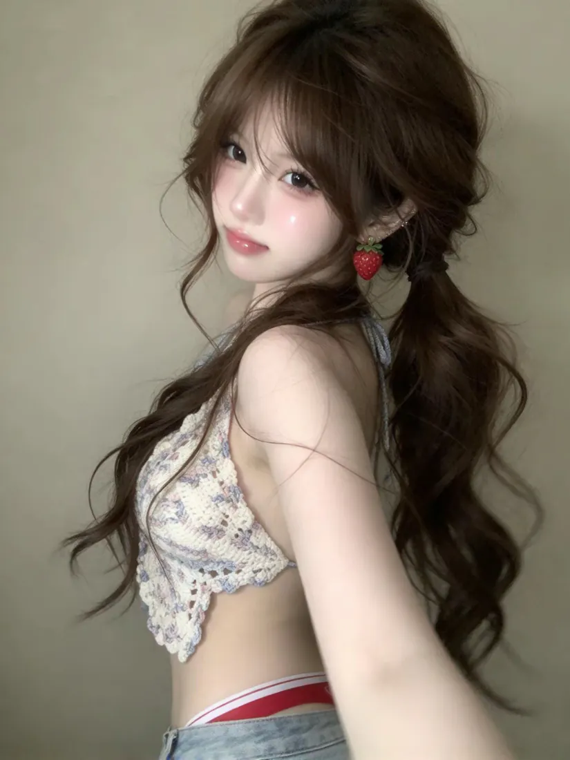 甜酷卷发少女手机壁纸|背景图片 - 蕾丝吊带草莓耳饰「哲风壁纸」 甜酷卷发少女手机壁纸|背景图片 - 蕾丝吊带草莓耳饰「哲风壁纸」