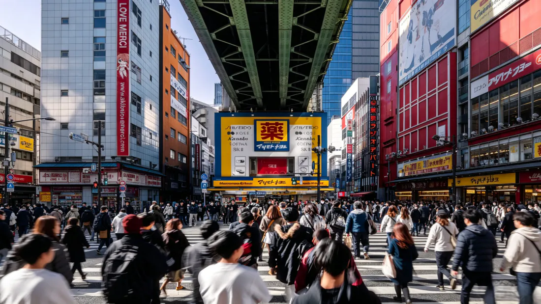3k秋叶原中央通｜背景图片 - 东京繁华街景人潮与高架铁路「哲风壁纸」