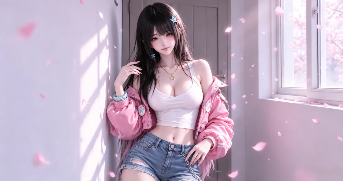 3k壁纸｜二次元樱花少女背景图片 - 窗边休闲穿搭「哲风壁纸」