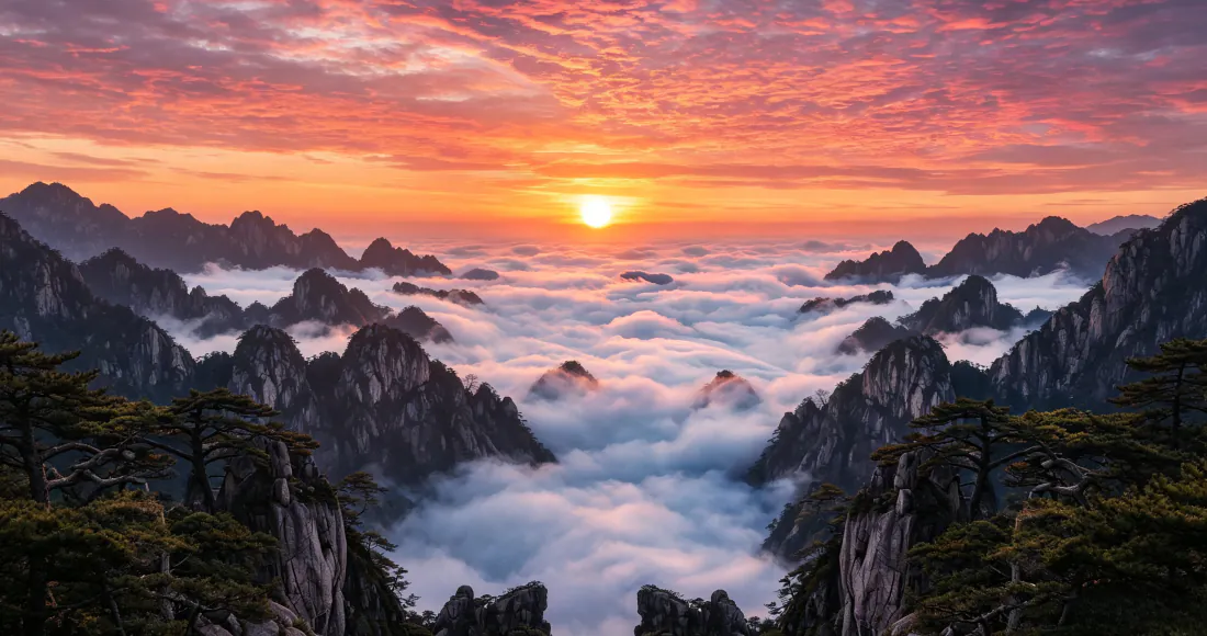 3k黄山日出云海壁纸|自然风光背景图片 - 朝霞山峦盛景「哲风壁纸」 3k黄山日出云海壁纸|自然风光背景图片 - 朝霞山峦盛景「哲风壁纸」