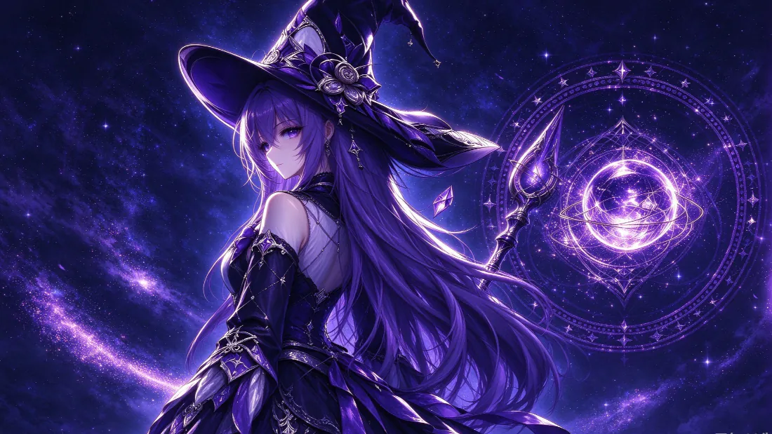 2k壁纸｜星穹铁道大黑塔 紫发魔女魔法阵背景图片 - 紫星魔法少女「哲风壁纸」