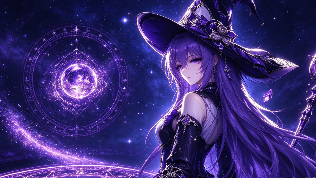 2k壁纸｜大黑塔魔法星空背景图片 - 星穹铁道紫发魔女「哲风壁纸」