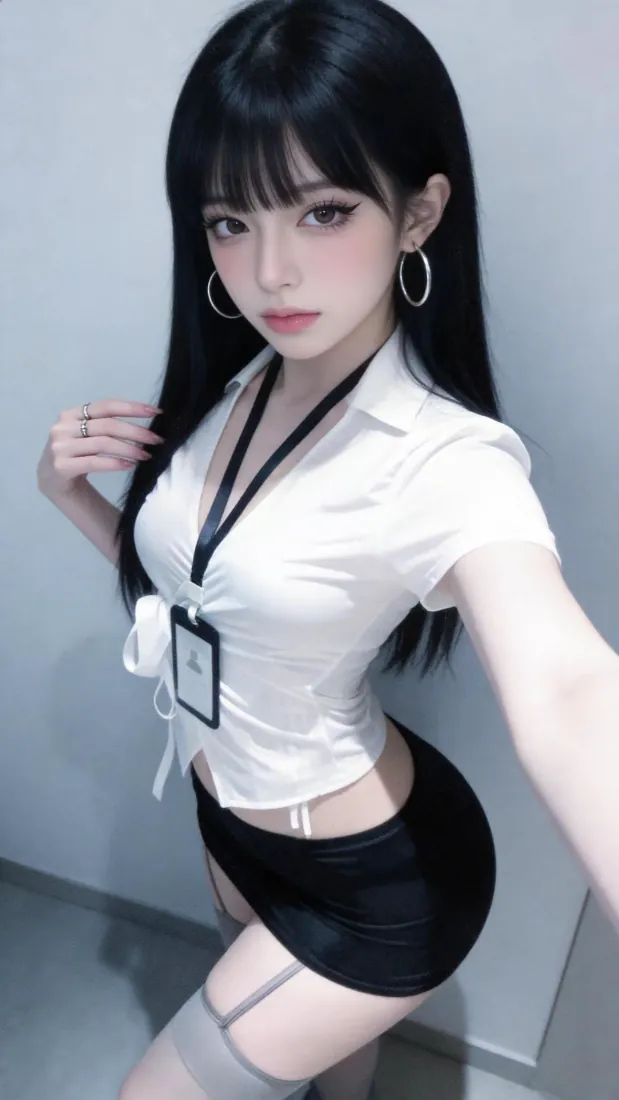 手机壁纸|AI生成OL美女 白衬衫黑包臀裙灰调背景 - 办公室自拍性感写真「哲风壁纸」 手机壁纸|AI生成OL美女 白衬衫黑包臀裙灰调背景 - 办公室自拍性感写真「哲风壁纸」