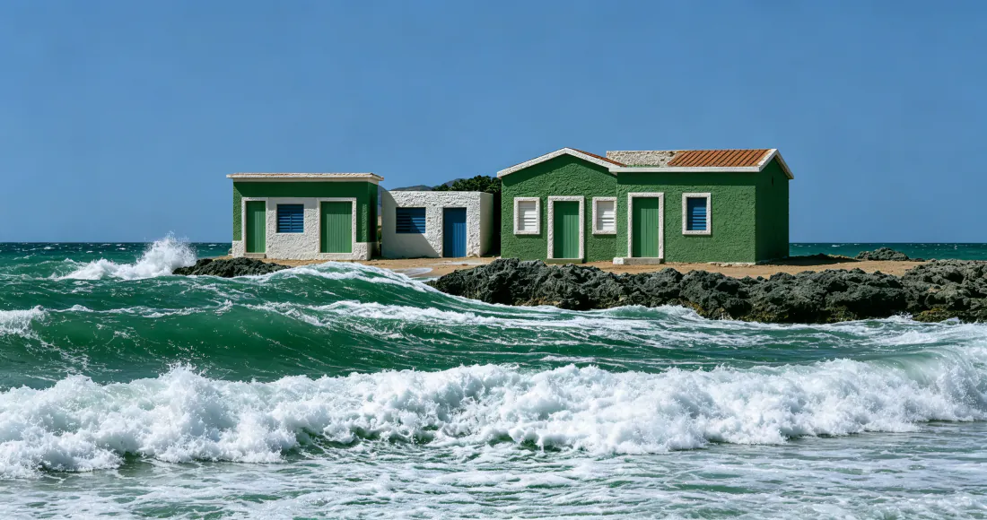 3k壁纸|海边绿白小屋海浪礁石风景背景图片「哲风壁纸」 3k壁纸|海边绿白小屋海浪礁石风景背景图片「哲风壁纸」