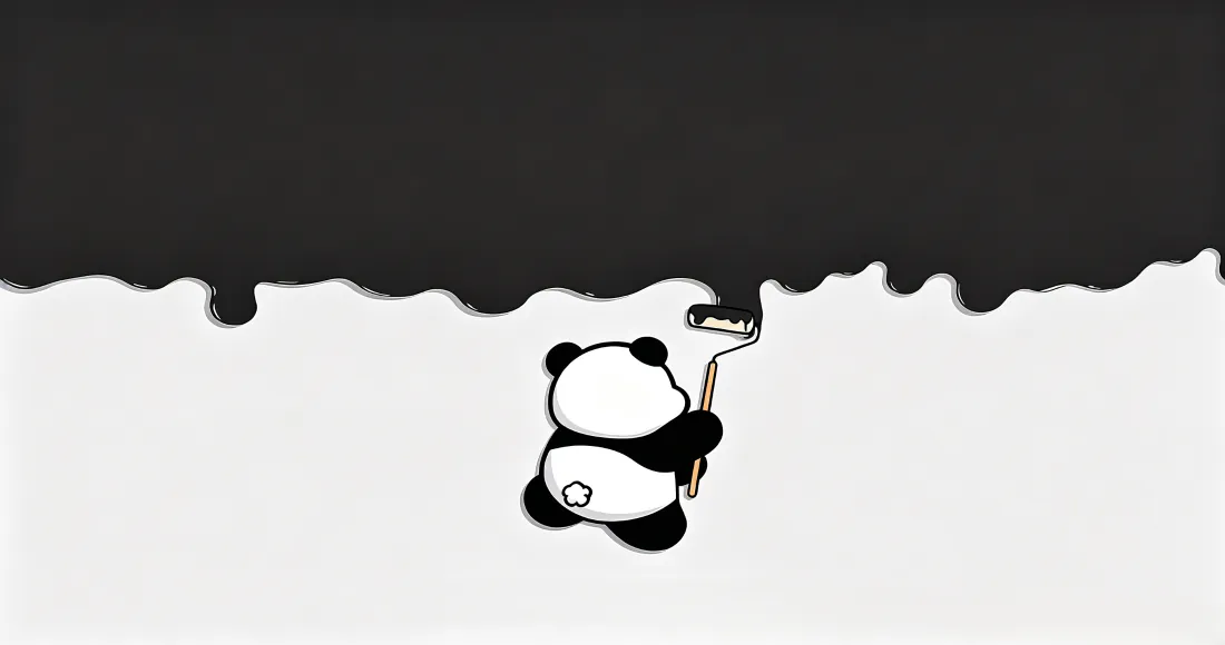 3k壁纸|熊猫粉刷匠黑白背景图片 - 简约治愈插画「哲风壁纸」 3k壁纸|熊猫粉刷匠黑白背景图片 - 简约治愈插画「哲风壁纸」