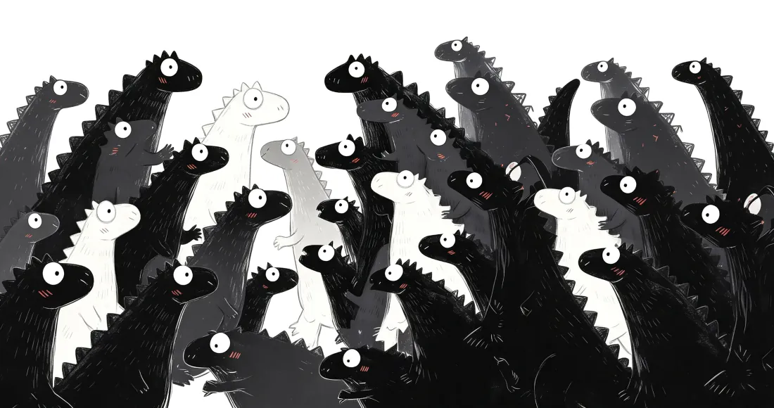 3k壁纸|黑白密集卡通恐龙背景图片 - 简约手绘插画「哲风壁纸」 3k壁纸|黑白密集卡通恐龙背景图片 - 简约手绘插画「哲风壁纸」
