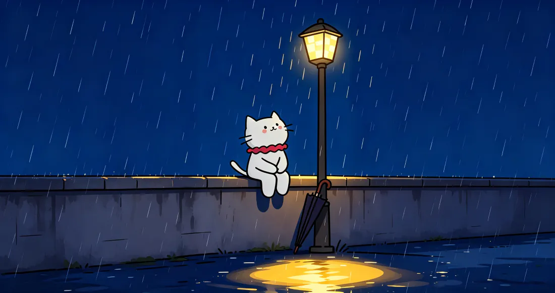 3k壁纸|白色小猫背景图片 - 雨夜路灯下治愈系场景「哲风壁纸」 3k壁纸|白色小猫背景图片 - 雨夜路灯下治愈系场景「哲风壁纸」