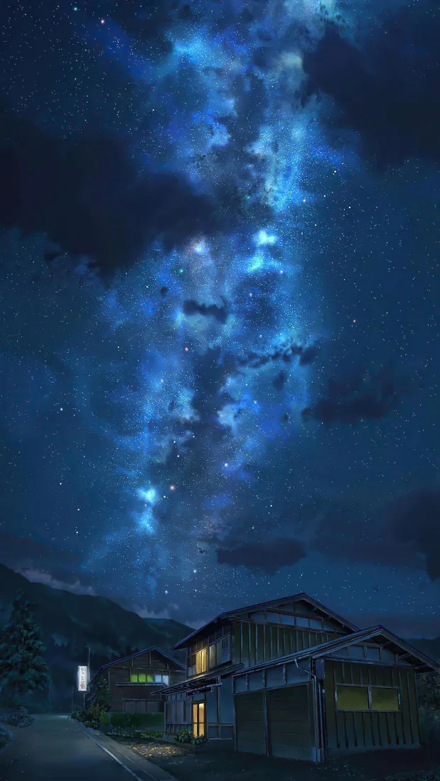 动漫乡村银河夜景手机壁纸|蓝色星空房屋背景图片「哲风壁纸」 动漫乡村银河夜景手机壁纸|蓝色星空房屋背景图片「哲风壁纸」