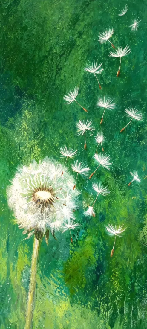 手机壁纸|手机蒲公英飞絮油画质感绿色背景图片「哲风壁纸」 手机壁纸|手机蒲公英飞絮油画质感绿色背景图片「哲风壁纸」