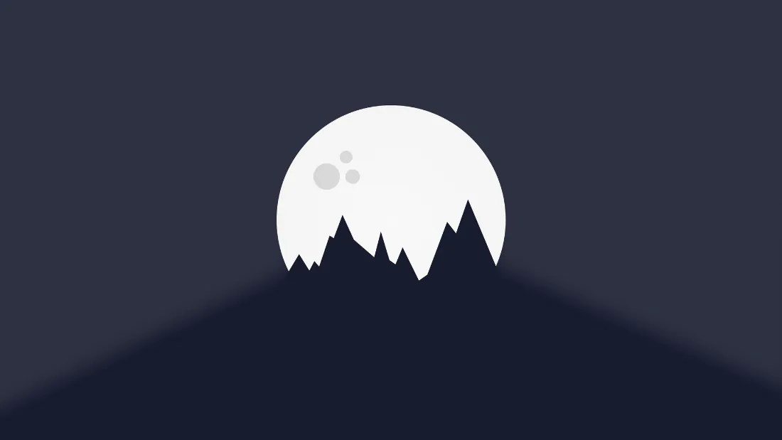 2k壁纸｜月亮山夜景极简扁平背景图片 - 小清新简约月夜山景「哲风壁纸」