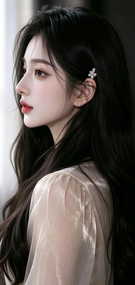 手机手机壁纸|黑长卷发小白花发夹美女背景图片 - 氛围感人像「哲风壁纸」 手机手机壁纸|黑长卷发小白花发夹美女背景图片 - 氛围感人像「哲风壁纸」