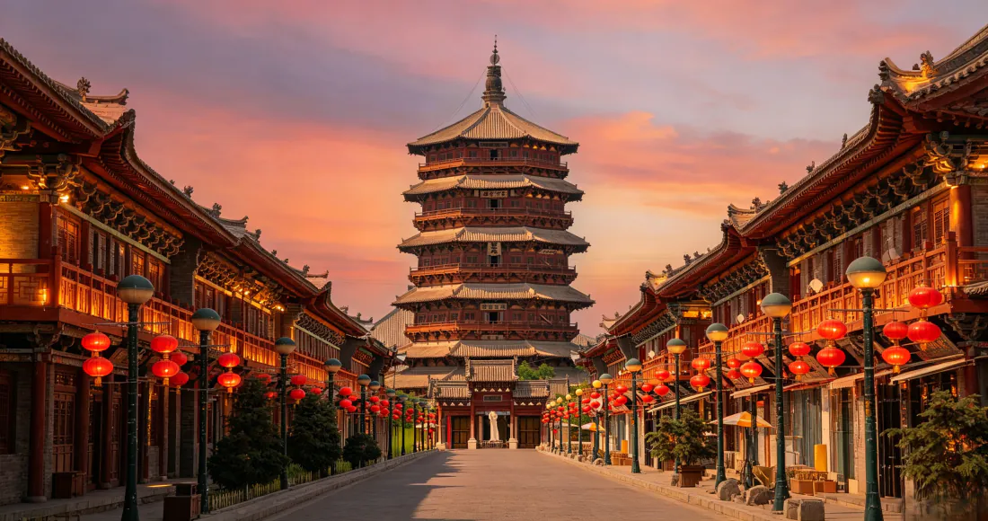 3k壁纸|应县木塔背景图片 - 古风街景晚霞红灯笼「哲风壁纸」 3k壁纸|应县木塔背景图片 - 古风街景晚霞红灯笼「哲风壁纸」