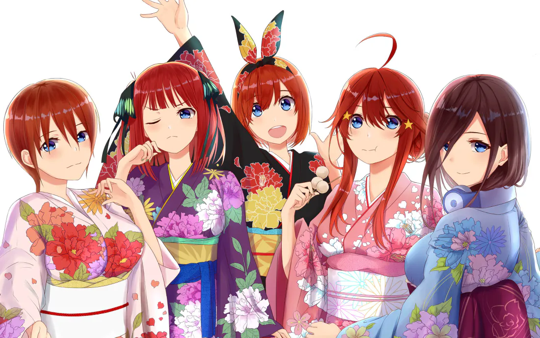 3k五等分的新娘和服装扮｜五姐妹群像背景图片 - 二次元少女「哲风壁纸」