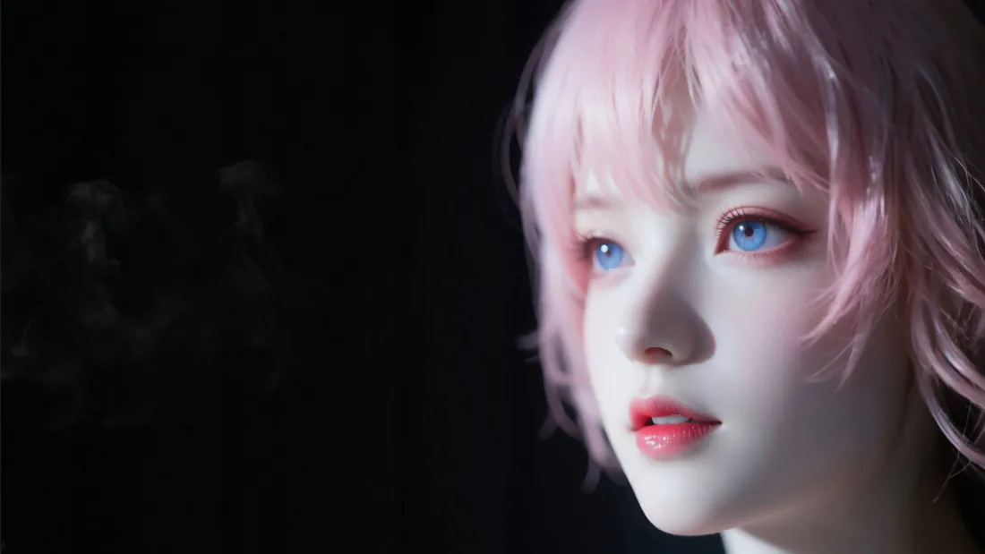 3k壁纸|粉发蓝眼少女背景图片 - 暗黑神秘特写「哲风壁纸」 3k壁纸|粉发蓝眼少女背景图片 - 暗黑神秘特写「哲风壁纸」