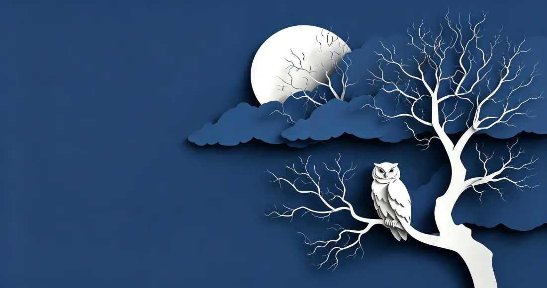 3k纸雕月夜猫头鹰壁纸|深蓝色背景图片 - 静谧月夜枯树猫头鹰「哲风壁纸」 3k纸雕月夜猫头鹰壁纸|深蓝色背景图片 - 静谧月夜枯树猫头鹰「哲风壁纸」