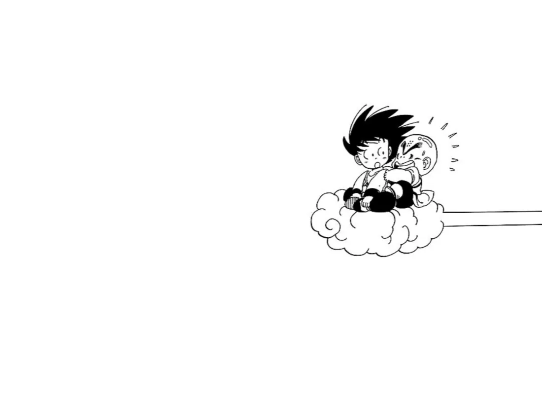 5k壁纸｜七龙珠小悟空克林乘筋斗云黑白漫画背景图片 - 经典怀旧漫画风「哲风壁纸」