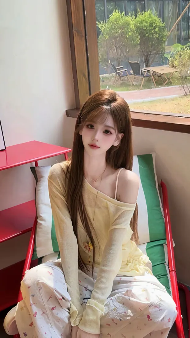 手机壁纸|黄衣露肩长发美女窗边写真 - 室内休闲氛围感「哲风壁纸」 手机壁纸|黄衣露肩长发美女窗边写真 - 室内休闲氛围感「哲风壁纸」