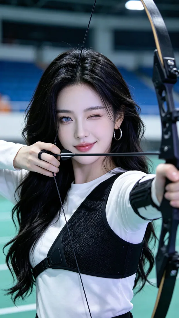 手机壁纸|射箭美女拉弓眨眼飒爽运动写真背景图片「哲风壁纸」 手机壁纸|射箭美女拉弓眨眼飒爽运动写真背景图片「哲风壁纸」