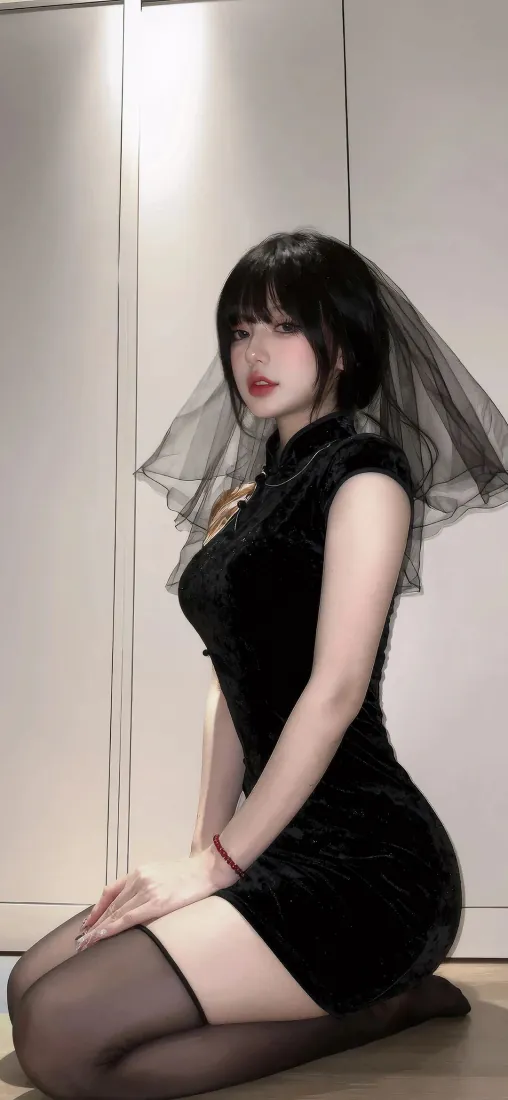 手机壁纸|背景图片 - 黑旗袍美女黑纱头纱跪姿写真「哲风壁纸」 手机壁纸|背景图片 - 黑旗袍美女黑纱头纱跪姿写真「哲风壁纸」