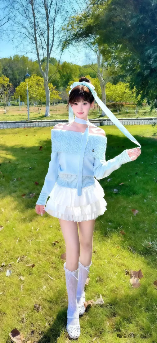 手机壁纸｜纯欲风户外草坪少女露肩穿搭背景图片「哲风壁纸」