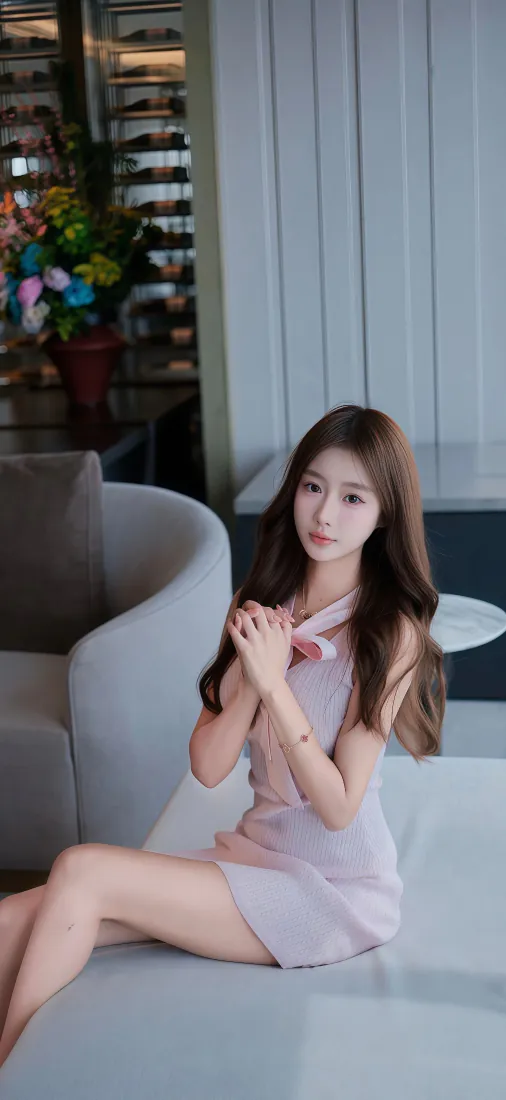 手机壁纸|纯欲风粉裙长发少女室内沙发写真背景图片「哲风壁纸」 手机壁纸|纯欲风粉裙长发少女室内沙发写真背景图片「哲风壁纸」