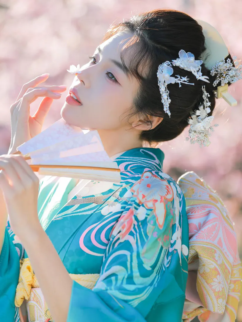 手机壁纸｜樱花和服少女背景图片 - 春日日系写真「哲风壁纸」
