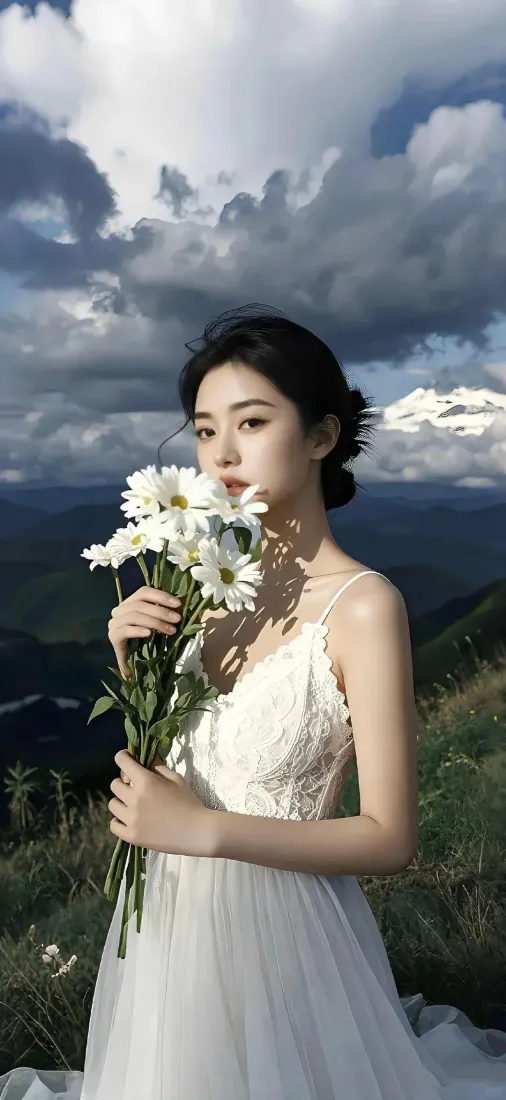 手机壁纸|纯欲白裙少女山野持白菊氛围感写真背景图片「哲风壁纸」 手机壁纸|纯欲白裙少女山野持白菊氛围感写真背景图片「哲风壁纸」