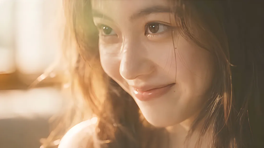 4k壁纸｜暖光窗边长发美女微笑特写背景图片 - 温柔氛围感写真「哲风壁纸」