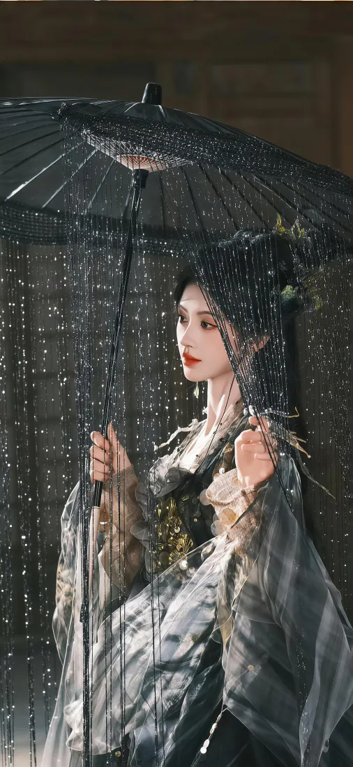手机壁纸|鞠婧祎黑纱古装撑伞雨景背景图片 - 雨夜古风写真「哲风壁纸」 手机壁纸|鞠婧祎黑纱古装撑伞雨景背景图片 - 雨夜古风写真「哲风壁纸」