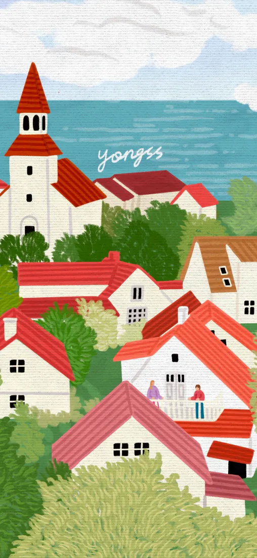 yongss卡通插画手机壁纸|海边红顶小镇背景图片 - 清新治愈海景「哲风壁纸」 yongss卡通插画手机壁纸|海边红顶小镇背景图片 - 清新治愈海景「哲风壁纸」