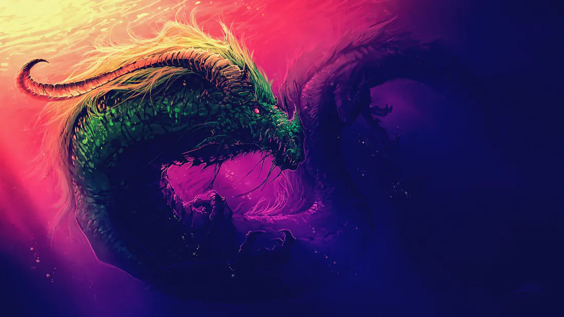 4k壁纸｜玄幻神龙彩色星空背景图片 - 艺术插画「哲风壁纸」