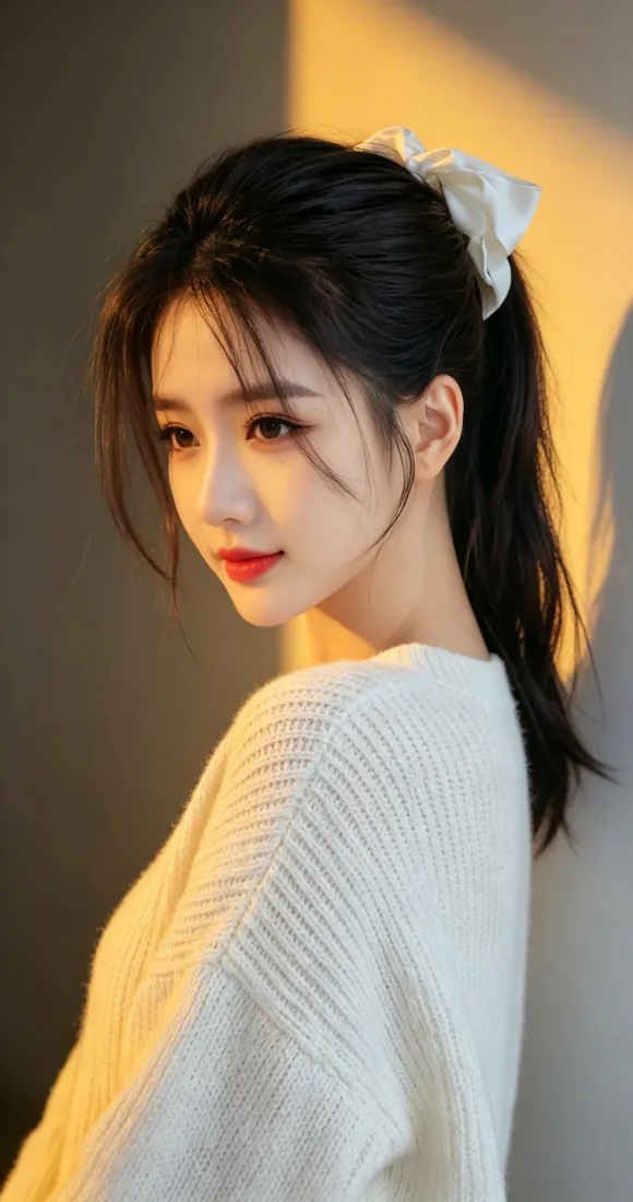 白衣马尾少女手机壁纸|暖黄光影背景图片 - 温柔回头氛围感写真「哲风壁纸」 白衣马尾少女手机壁纸|暖黄光影背景图片 - 温柔回头氛围感写真「哲风壁纸」