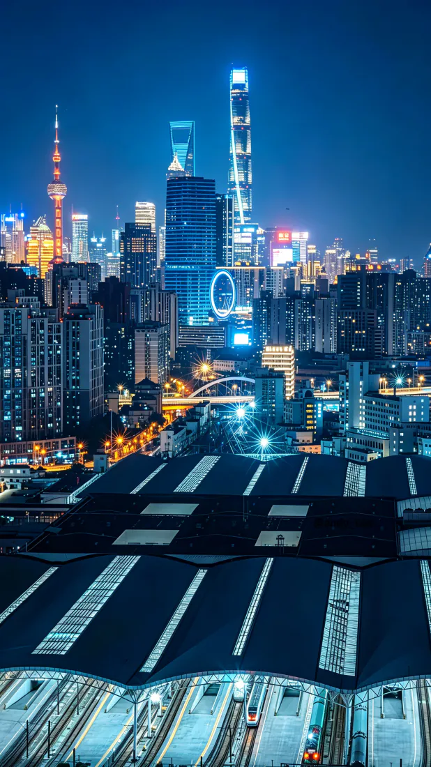 上海陆家嘴夜景手机壁纸｜天台停车场背景图片 - 璀璨都市天际线「哲风壁纸」
